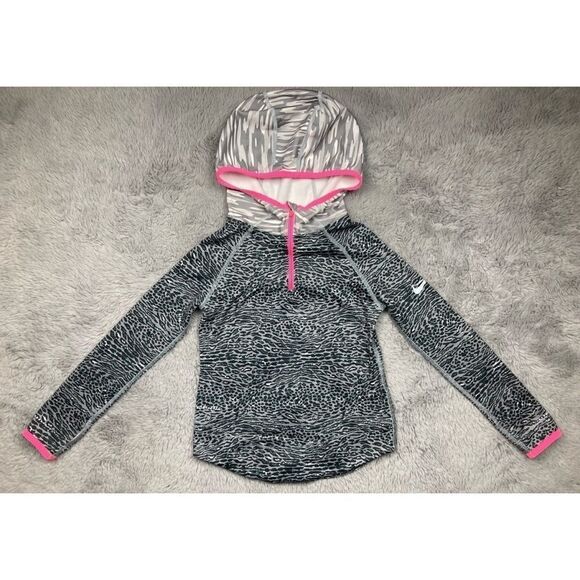 Nike pro grey and black animal print half zip hoodie - Picture 1 of 4
